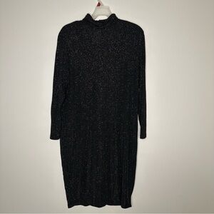 VTG Carol Anderson Plus Size Black Sparkling Long Sleeve Dress Size 14 USA Made